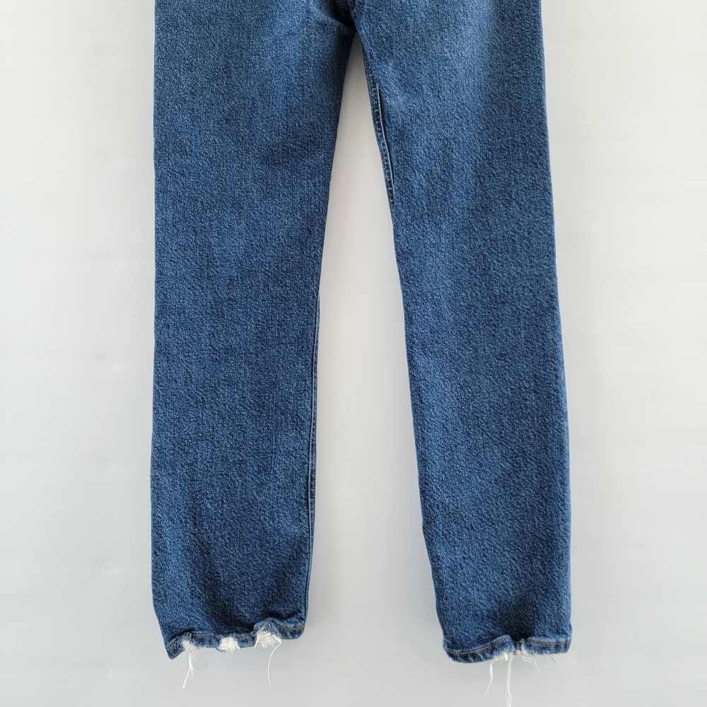 Agolde Riley Distressed Jeans Size 26 Blue Medium Wash Minimalist Designer Denim - Picture 12 of 16